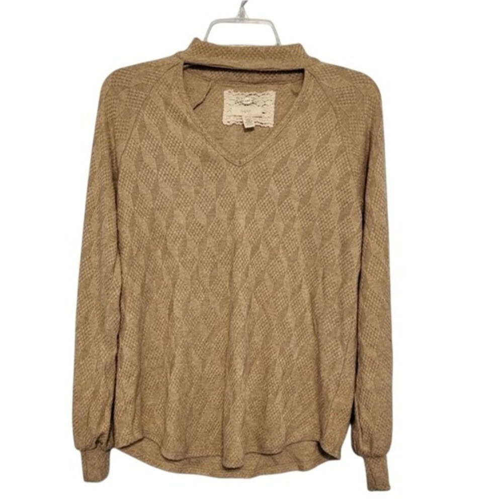 Cupio Blush Womens Cut-Out Brown Pullover Sweater Top Size‎ Small